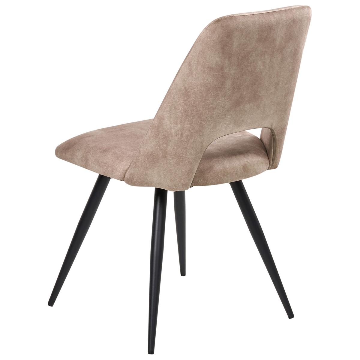 ESSZIMMERSTUHL 2er Set drehbar Samtstoff Beige Hallett - Beige/Schwarz, Textil/Metall (50/83/57cm) - Beliani