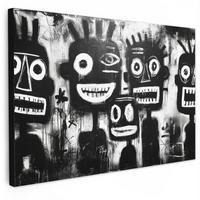 LEINWANDBILD Malerei - Figuren - Schwarz - Abstrakt Wanddeko 90x60 cm - Schwarz, Textil (90/60cm) - MuchoWow