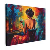LEINWANDBILD Wein - Frau - Stimmungsvoll - Farbenfroh Wandbild 40x30 cm - Bordeaux, Textil (40/30cm) - MuchoWow