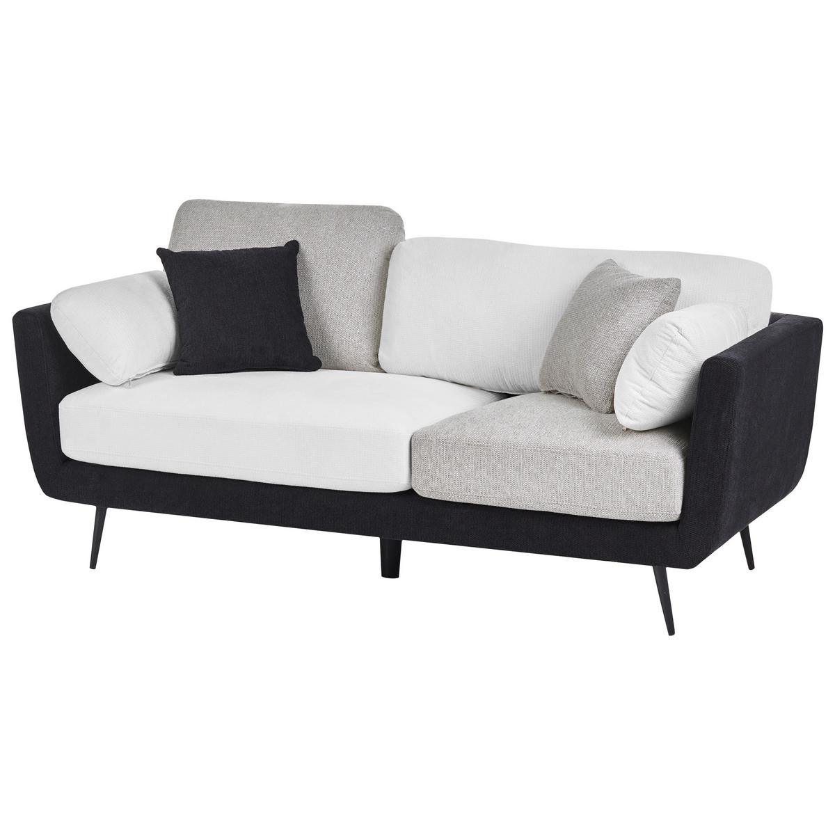 SOFA-SET 4-Sitzer Stoff Schwarz Bolga - Hellbraun/Schwarz, Textil (185/89/83cm) - Beliani