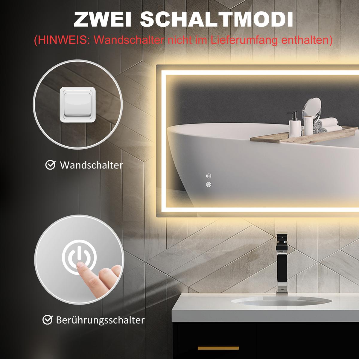 BADSPIEGEL Glas Metall Silber - Transparent, Metall (60/3/100cm) - HOMCOM