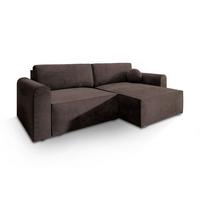 ECKSOFA FIANO M Braun Velours-Stoff mit Schlaffunktion - Braun/Grau, Holz/Kunststoff (245/148cm) - MASSENO