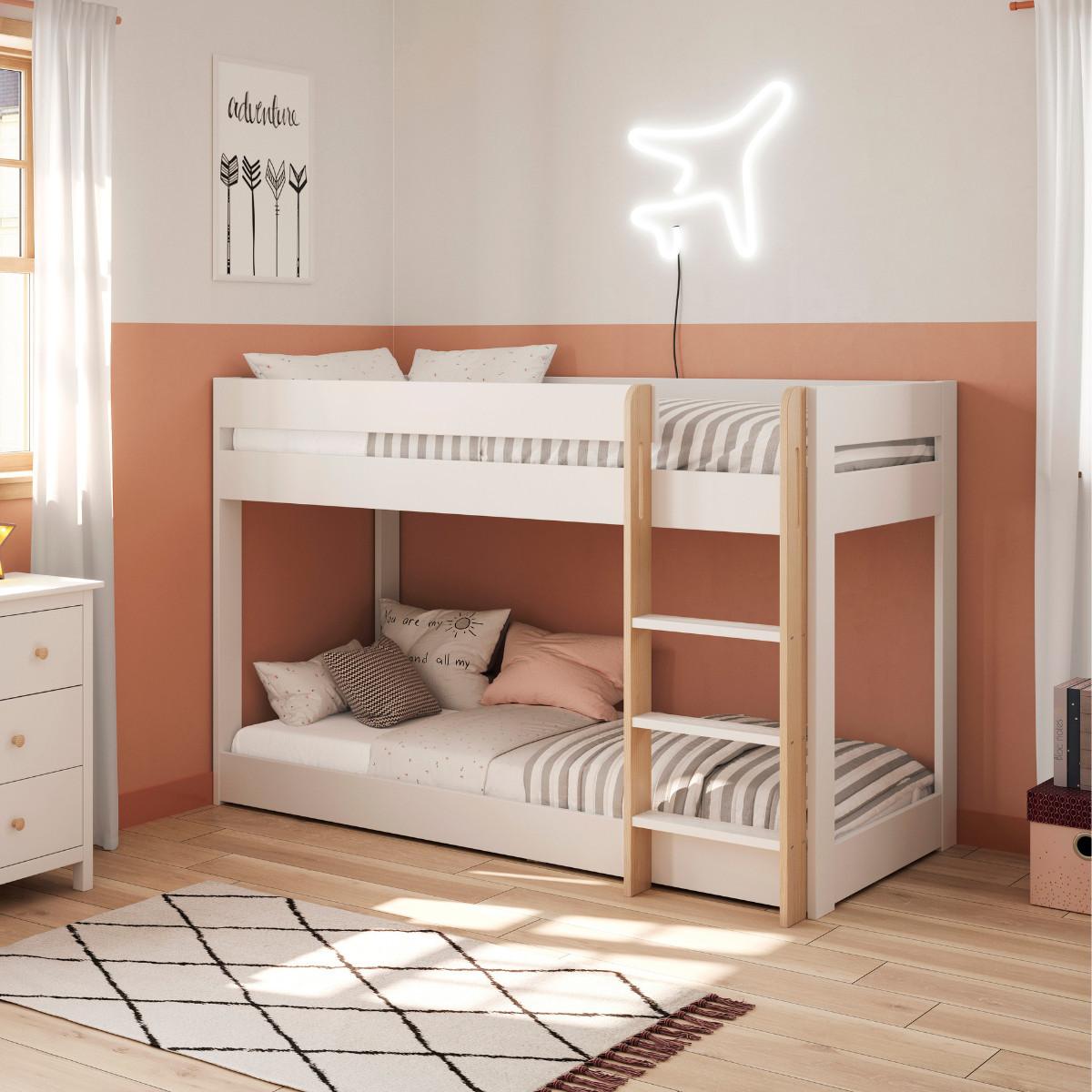 ETAGENBETT Angel Weiß 197/107/131 cm - Weiß, Holz (190/90cm) - Calicosy