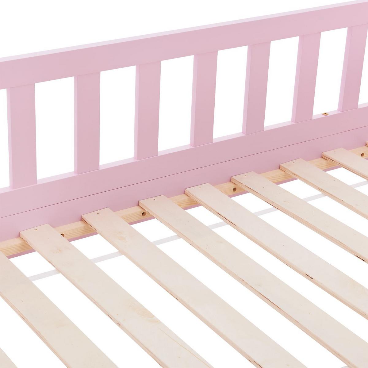 KINDERBETT Marli rosa 90x200 cm mit Bettkasten - Rosa, Holz (90/200cm) - Juskys