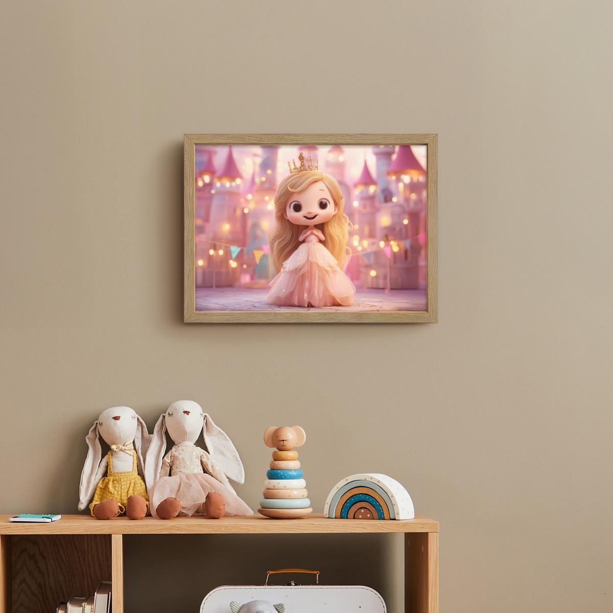 WANDLEUCHTE MIT AKKU Prinzessin - Rosa - Schloss 40x30 cm - Rosa, Holzwerkstoff (40/30/8cm) - OnlyWow