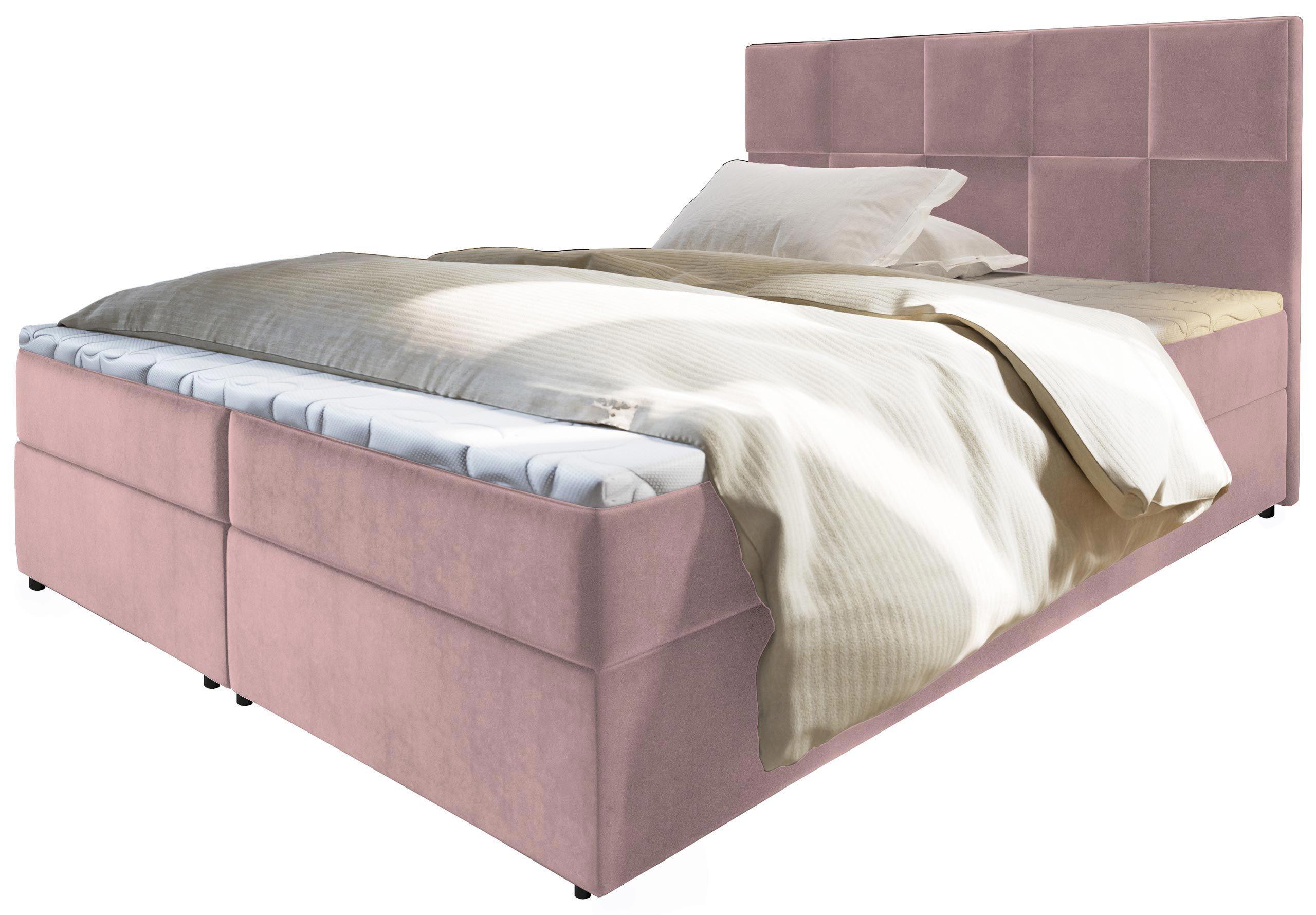 BOXBETT PRATA 180x200 cm mit Matratze und Topper - Rosa - Rosa, Holz (180/200cm) - MASSENO