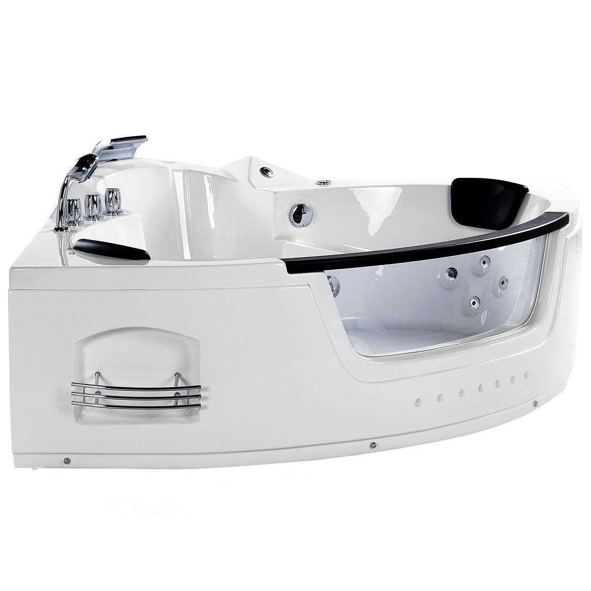 WHIRLPOOL-BADEWANNE mit LED 155x214x60 cm weiß Martinica - Weiß, Kunststoff (155/60/214cm) - Beliani