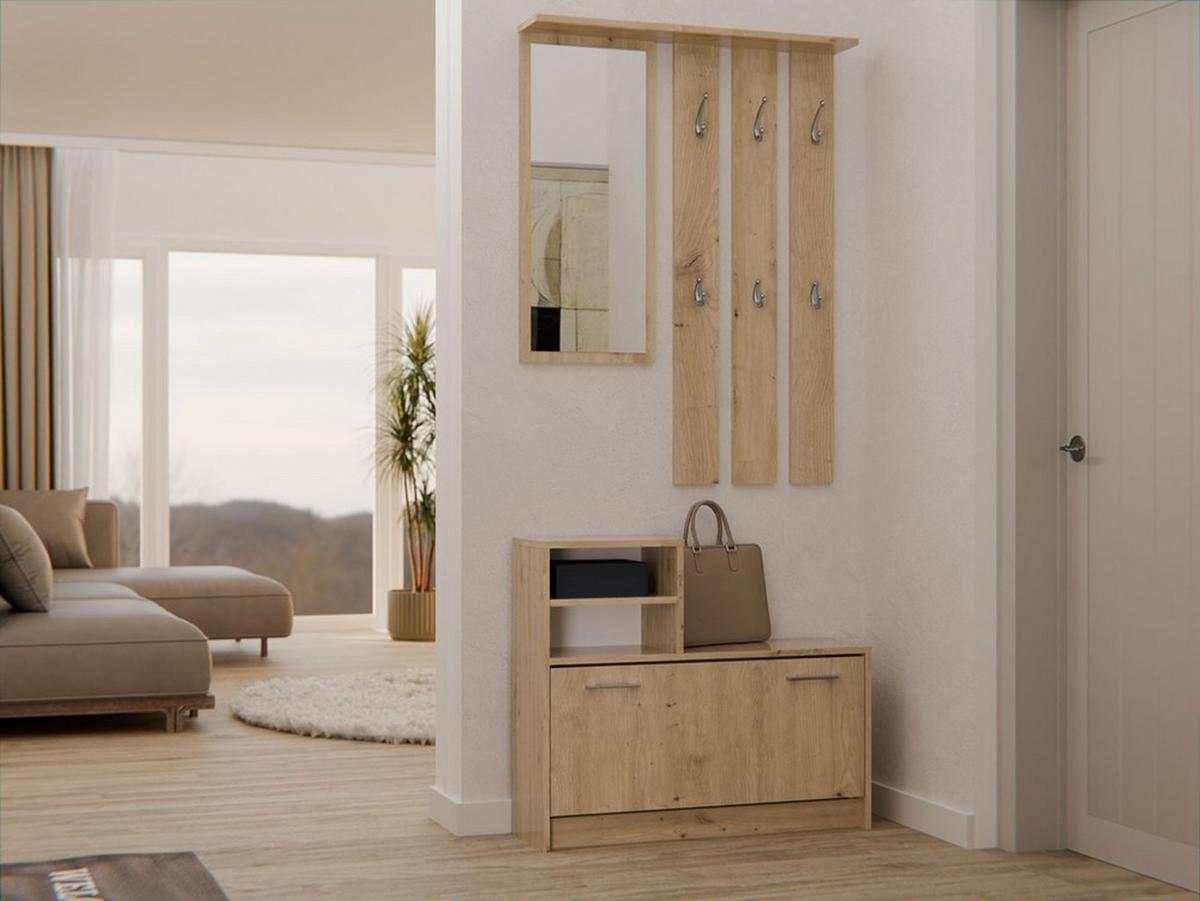 GARDEROBE praktisch Garderoben-Set mit Spiegel Artisan 85/180/24 - Eiche Artisan, Holzwerkstoff (85/180/24cm) - RAUMHIRSCH FURNITURE