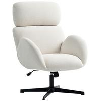 SCHREIBTISCHSTUHL mit Samtoptik Hoher Rückenlehne Creme - Creme/Schwarz, Textil (67/113/68cm) - HOMCOM