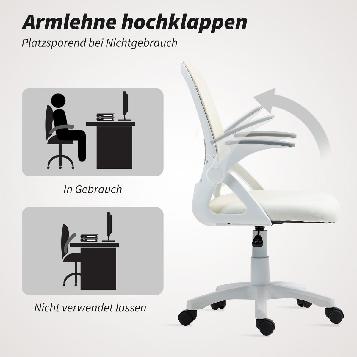BÜROSTUHL höhenverstellbar aus Mesh Weiß - Weiß, Kunststoff/Textil (57.5/101/60cm) - HOMCOM