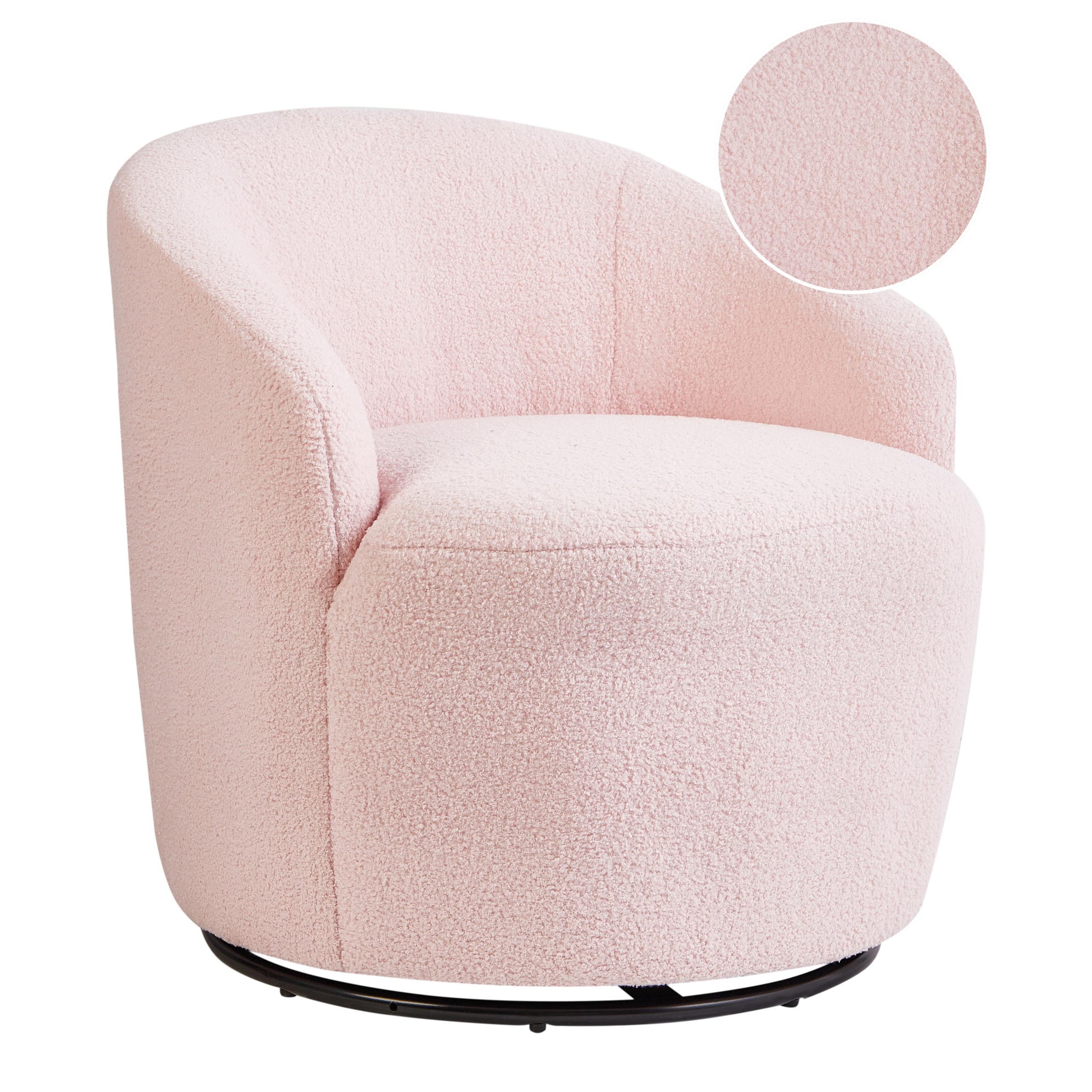 DREHSESSEL Pastellrosa Davik - Pink/Schwarz, Textil (62/67/63cm) - Beliani