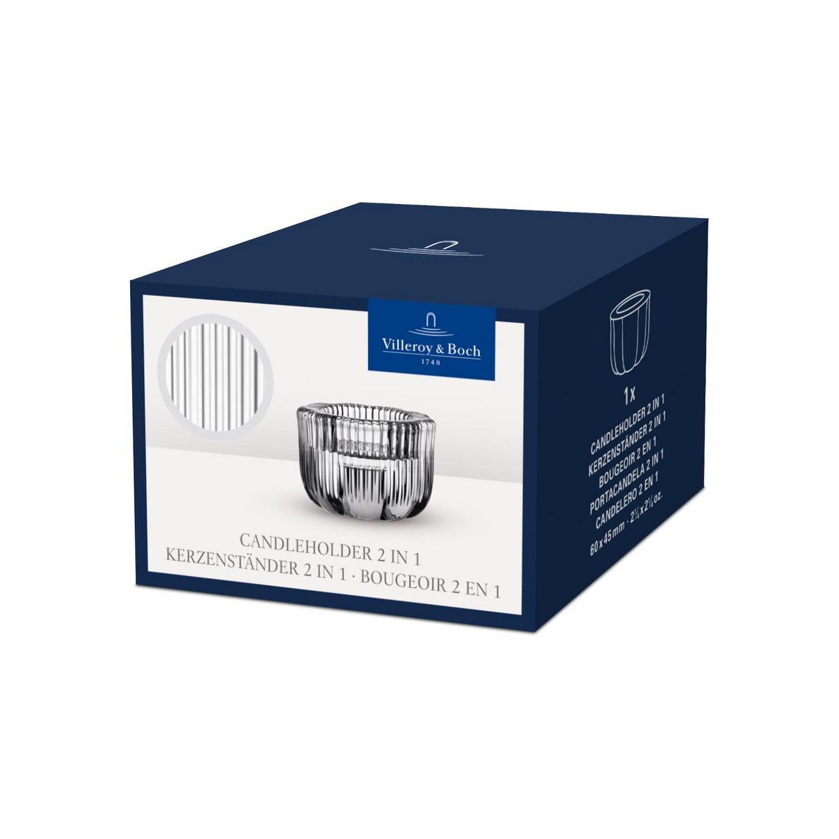 2IN1-KERZENSTÄNDER Fleur blau ø 6,3 cm 6er Set - Blau, Glas (6.3/4.5/6.3cm) - Villeroy & Boch