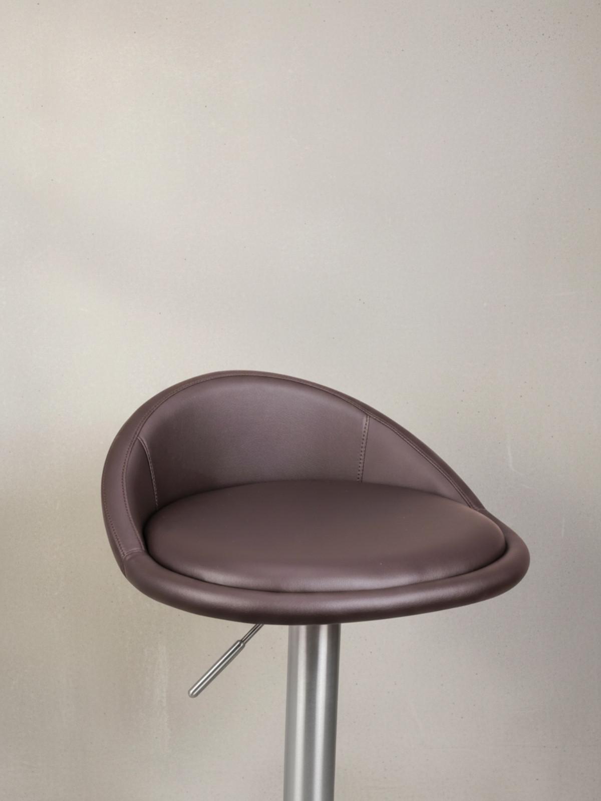 BARHOCKER Höhenverstellbar Edelstahl Halbrunde Rückenlehne DONAU, Braun 43x43x90 cm - Silberfarben/Braun, Kunststoff/Textil (43/90/43cm) - KADIMA DESIGN