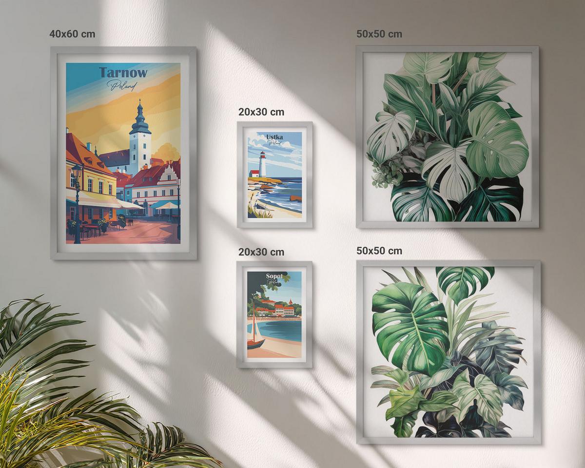 BILDER SET 5er Set - 50x50 cm & 20x30 cm & 40x60 cm Silberner Rahmen - Stadt- und Naturlandschaften - Silberfarben, Kunststoff (40/60cm) - TULUP