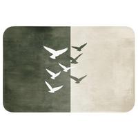 WC-VORLEGER Japandi - Vogel - Grün Toilettenvorleger 60x40 cm - Olivgrün, Textil (60/1cm) - OnlyWow