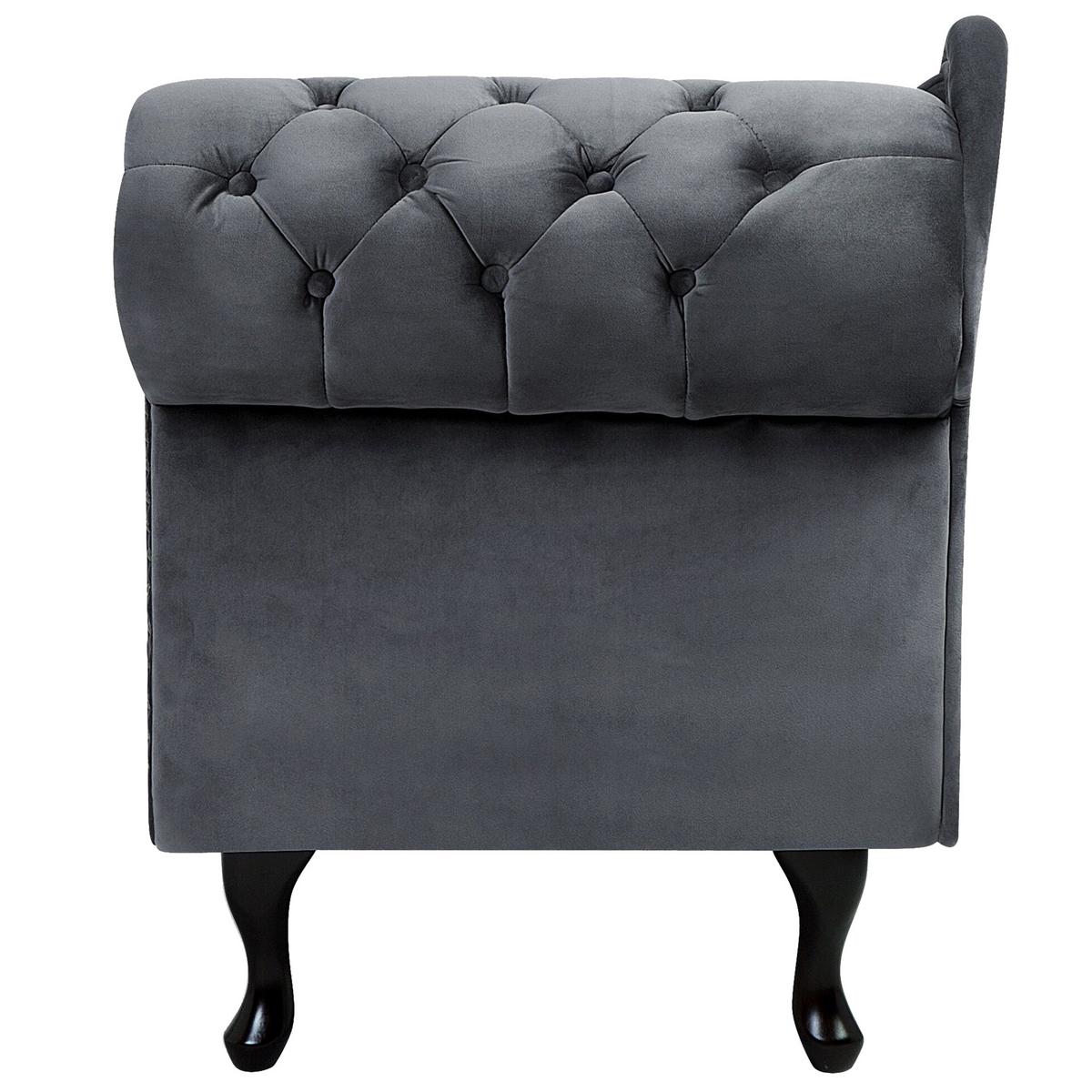 CHAISELONGUE Samtstoff grau rechtsseitig Nimes - Dunkelbraun/Grau, Textil (170/79/61cm) - Beliani