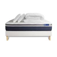BETT Actilatex confort Latex und Memory-Schaum 160 x 200 cm h2 - Kit Bettgestell Weiß - Mit Kissen und Bettdecke - Beige/Weiß, Karton/Holz (160/200cm) - ACTISOM
