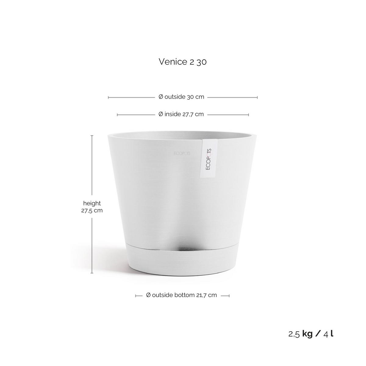 BLUMENTOPF Venice 30/27,5 cm Weiß - Weiß, Kunststoff (30/27.5cm) - Ecopots