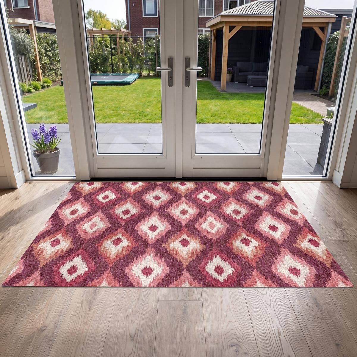 FUSSMATTE Diamantformen - Rosa - Muster - Textur Flurteppich 180x120 cm - Beere, Kunststoff (180/0.4cm) - MuchoWow