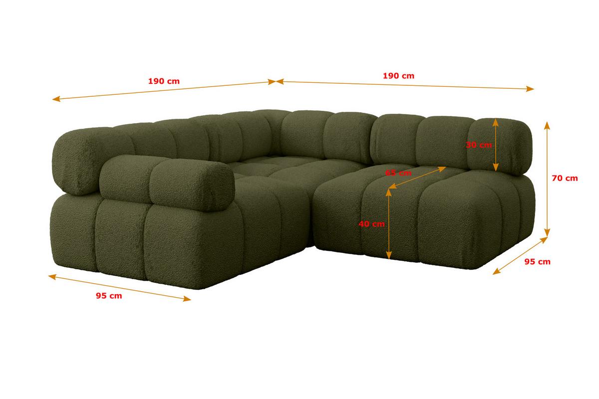 ECKSOFA modulares Sofa Mende-L1 - 190x190x70 cm Grün Bouclé - Grün, Holzwerkstoff/Textil (190/190cm) - ALTDECOR
