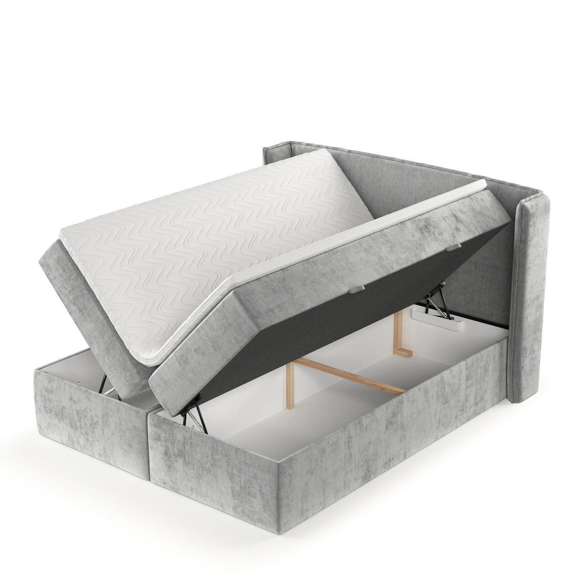 BOXBETT Viva 140/200 cm Hellgrau im Lotta Stoff - Hellgrau/Schwarz, Holz/Holzwerkstoff (140/200cm) - AltaBeds