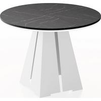ESSTISCH Kova runder ausziehbarer, Marmor Schwarz 120-200/120/76 cm - Anthrazit/Weiß, Holzwerkstoff/Metall (120/196/76cm) - WFL GROUP