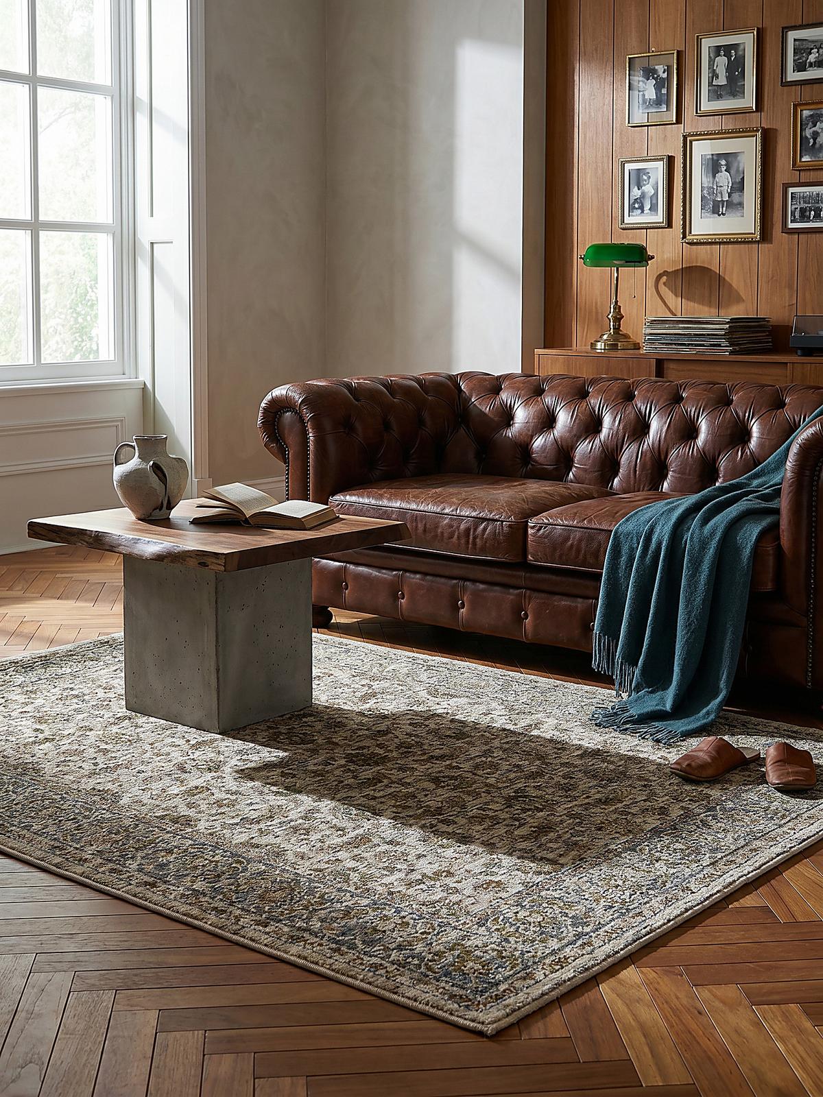 TEPPICH ADUR, im Vintage-Stil, Erdtöne-Grün, 200 x 300 cm - Grün, Textil (300/200cm) - KADIMA DESIGN