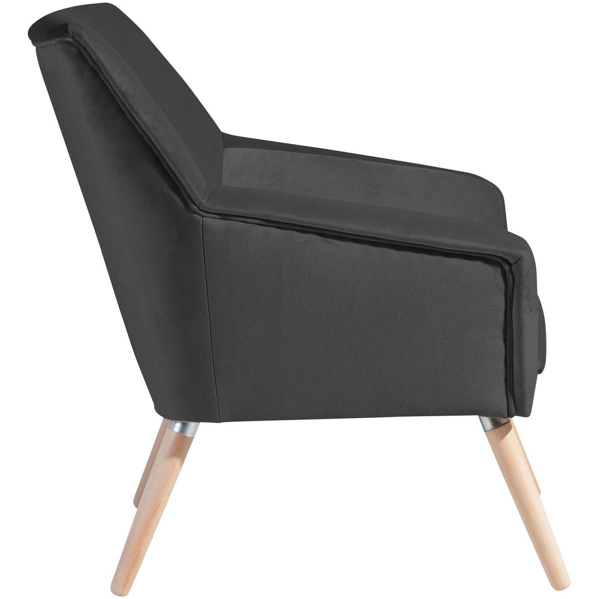 SESSEL Kachka Bezug Samtvelour Buche natur / anthrazit - Anthrazit, Kunststoff (71/81/67cm) - 58aufmkessel