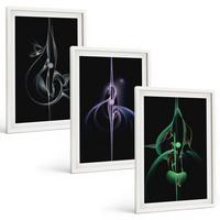 BILDER SET 3er Set - 40x60 cm Weißer Rahmen - Abstrakte schwarze Farbmuster - Weiß, Kunststoff (40/60cm) - TULUP