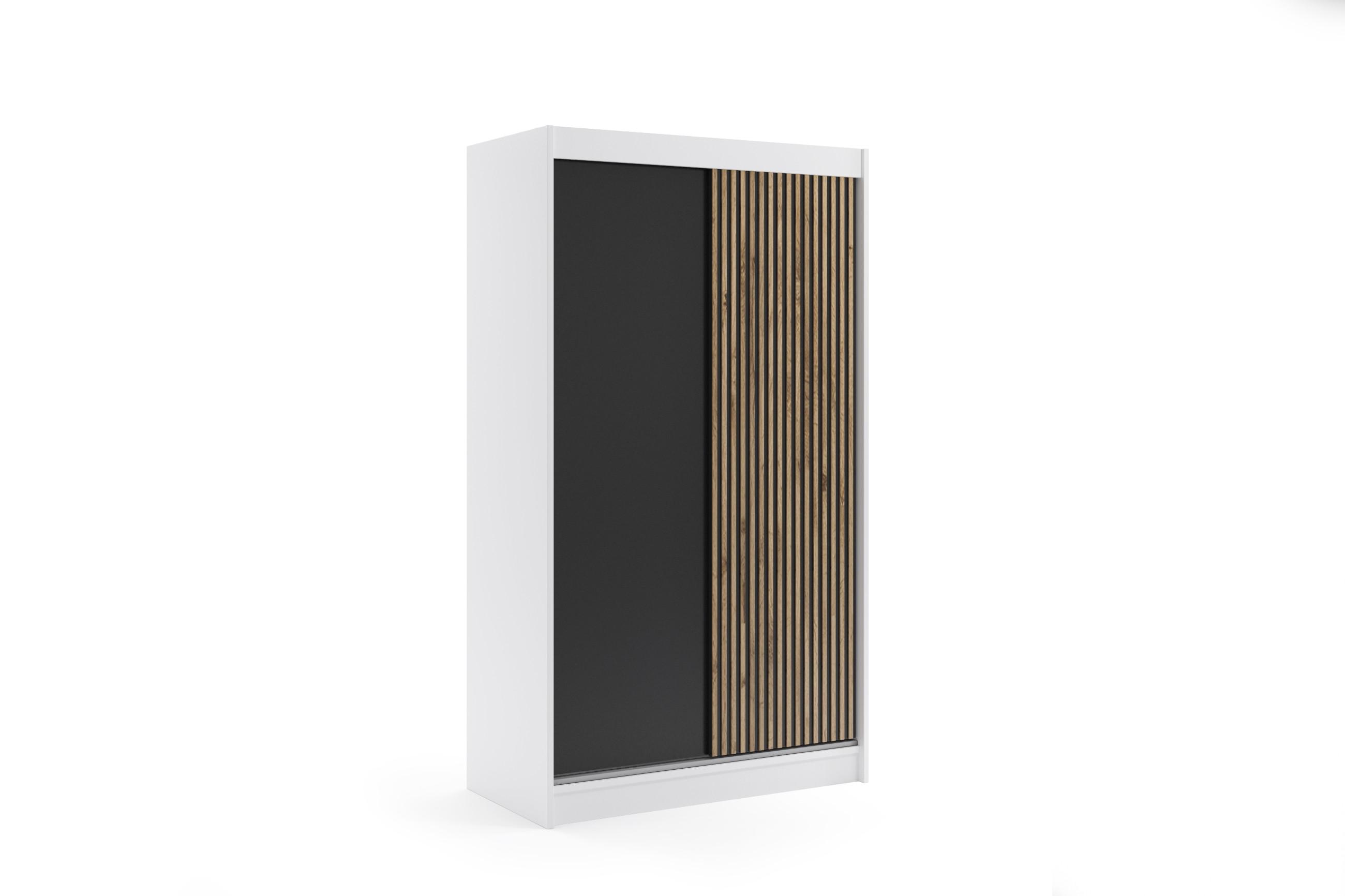 KLEIDERSCHRANK VILAN mit Lamel/LED - 120 cm - Weiß|Eiche Wotan - Eiche Wotan/Weiß, Holzwerkstoff (120/215/61cm) - ALTDECOR
