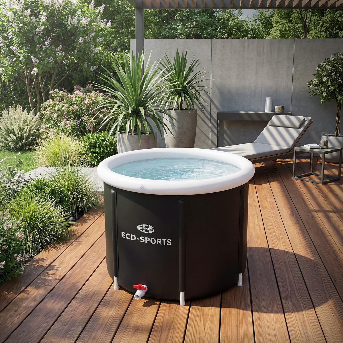 EISBAD Ø80 cm 350L Schwarz-Weiß aus Oxford-Gewebe - Schwarz, Kunststoff (80/75/80cm) - ECD-Germany