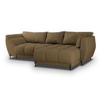 ECKSOFA VESTANO R-S Orange Boucle-Stoff mit Schlaffunktion - Orange, Holz (287/182cm) - MASSENO