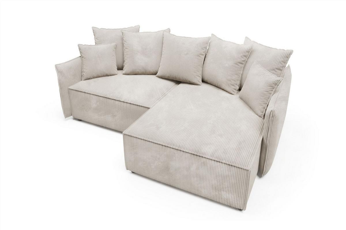 ECKSOFA Minea Mit Schlaffunktion - Weiß, Holzwerkstoff/Textil (221/153cm) - Fun Möbel