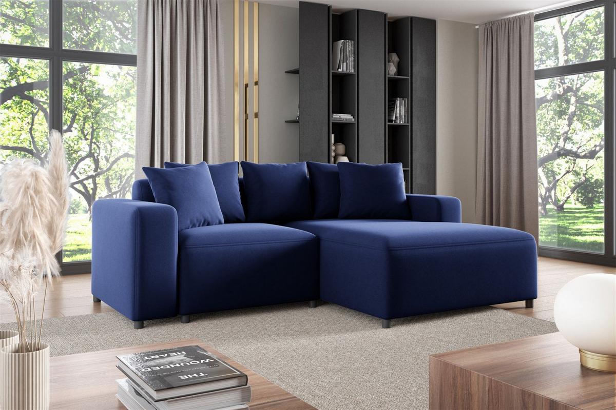 ECKSOFA Megan Xs In Salvador - Dunkelblau, Holzwerkstoff/Textil (240/165cm) - Fun Möbel