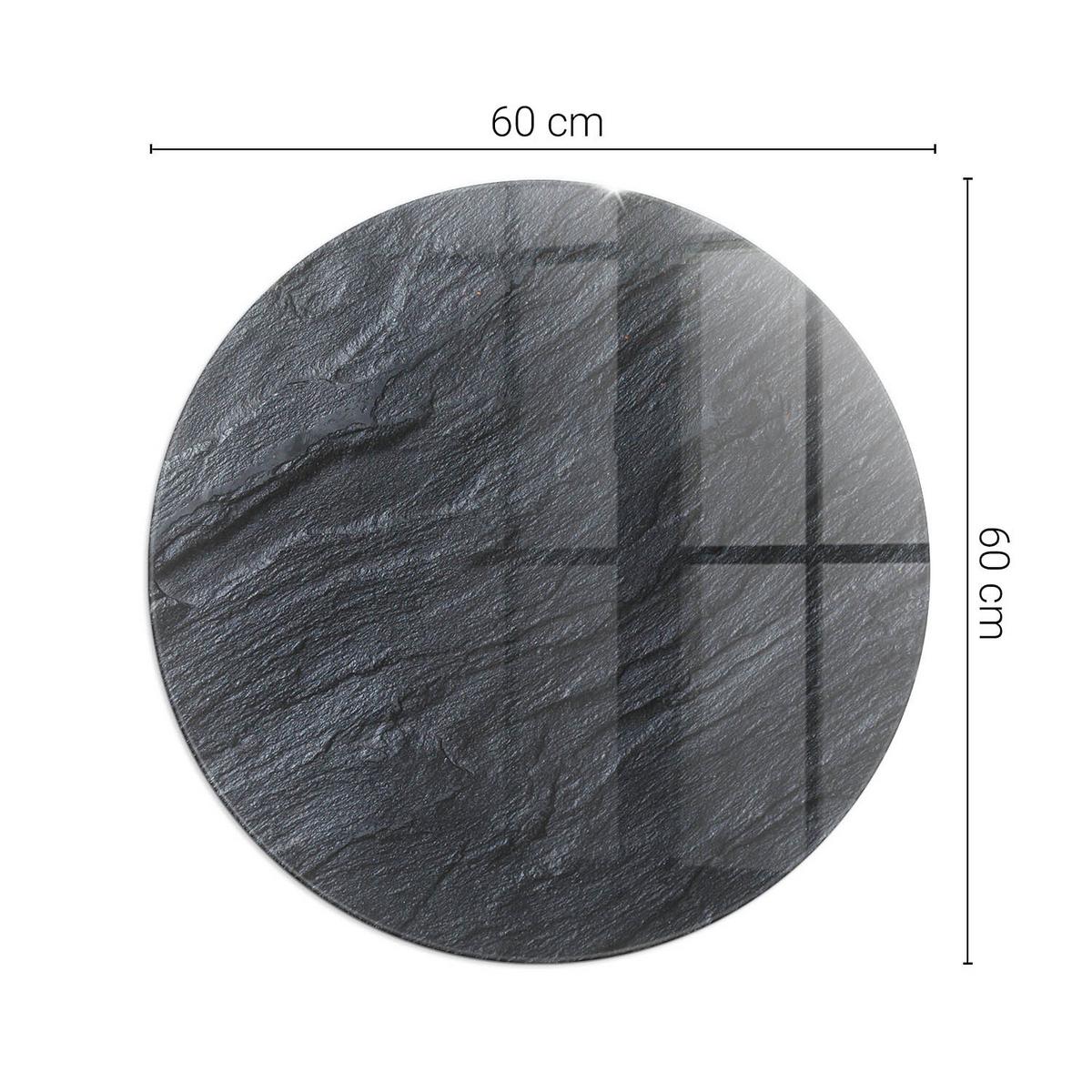 GLASPLATTE für Kamin Ø 60 cm - Schwarz, Glas (60/60/0.4cm) - TULUP