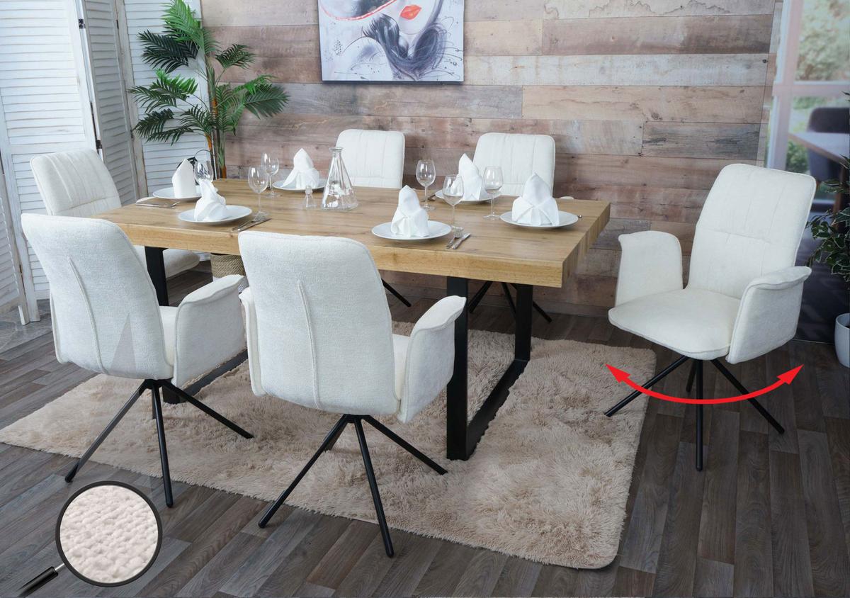 ESSZIMMERSTUHL Cremeweiß 6er-Set - Creme/Weiß, Textil (70/94/60cm) - MCW