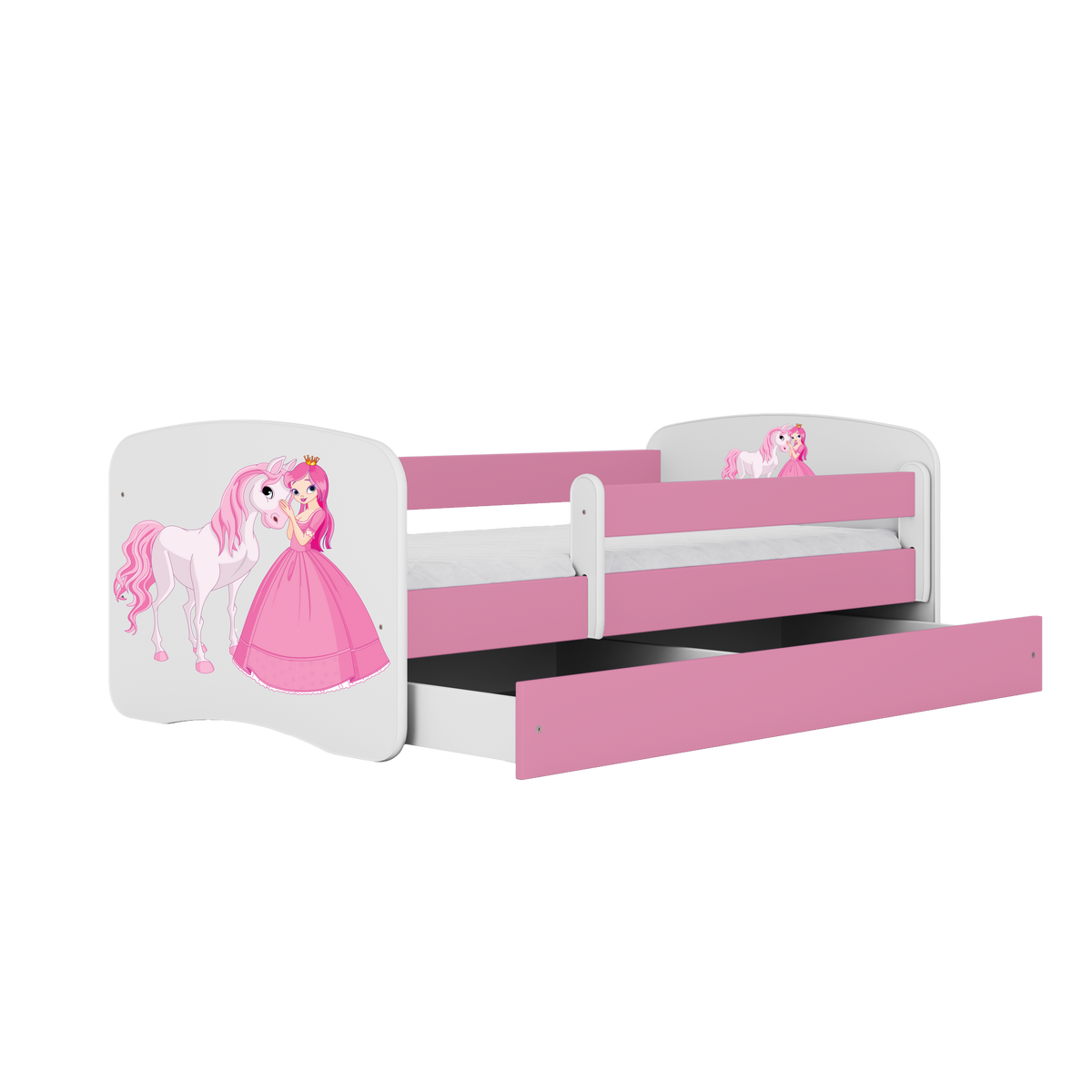 KINDERBETT Prinzessin Pferd mit Schublade 180/80 90/61/184 - Rosa, Holzwerkstoff (80/180cm) - RAUMHIRSCH FURNITURE