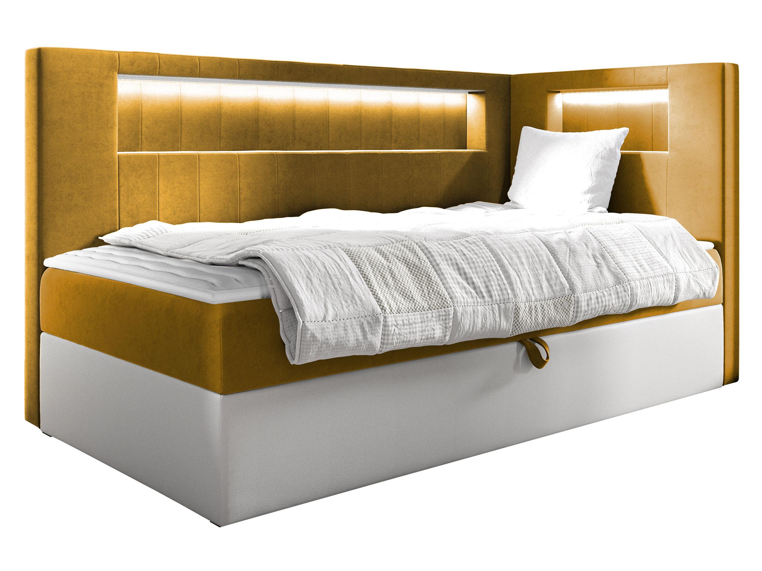 BOXBETT Gold Junior 3, Seite zum Öffnen des Bettkastens: Rechts - H3 - Gelb/Weiß, Holz (90/200cm) - MIRJAN24