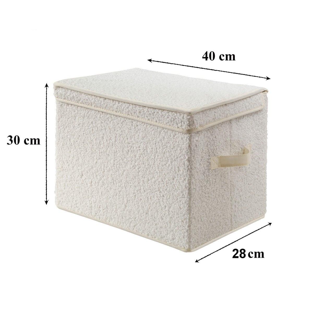AUFBEWAHRUNGSBOX mit deckel aus bouclé-stoff in ecru - 40/28/30 cm - Ecru, Textil (30/28/30cm) - Calicosy