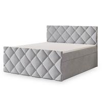 BOXBETT ROVARI 160x200 cm mit Matratze und Topper - Hellgrau - Hellgrau, Holz (160/200cm) - MASSENO