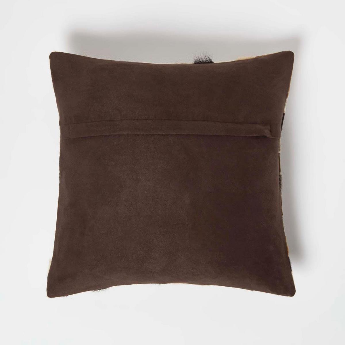 PATCHWORK-KISSEN Fell & Leder 45/45 cm kariert - Multicolor, Leder/Textil (45/45cm) - Homescapes