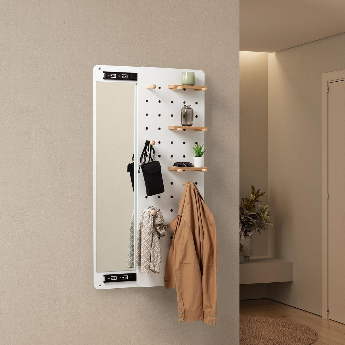 GARDEROBEN mit Spiegel Verona Weiß - Weiß, Holzwerkstoff (40/120/4cm) - VS Venta-stock
