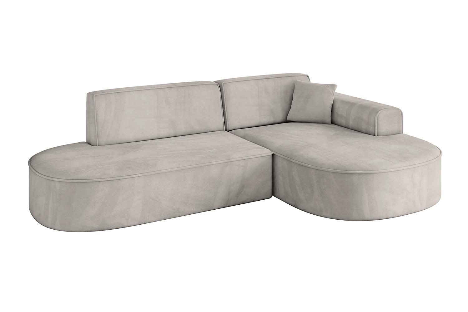ECKSOFA Ottomane Rechts MARI-L1 - 243x171x79 cm Hellbraun Velours - Hellbraun/Schwarz, Holzwerkstoff/Kunststoff (171/243cm) - ALTDECOR