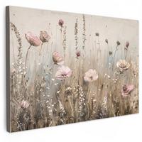 LEINWANDBILD Blumen - Rosa - Modern - Beige Deko Schlafzimmer 30x20 cm - Beige, Textil (30/20cm) - MuchoWow