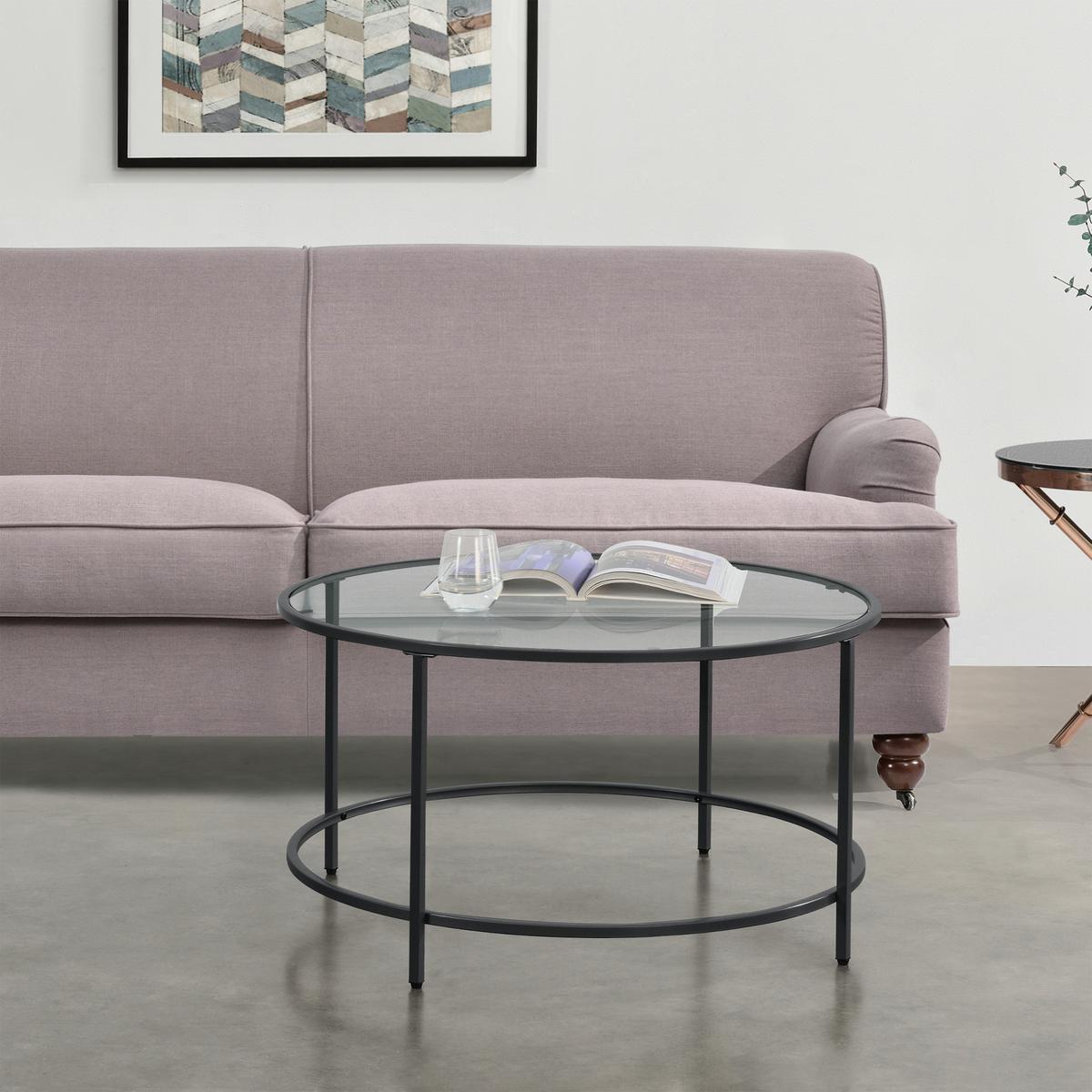 COUCHTISCH Kouvola 84/84/46 - Schwarz, Glas (84/84/46cm) - [en.casa]