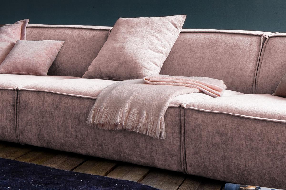 RIESENSOFA SAMU Pink Webstoff - Schwarz/Rosa, Textil (418/72/106cm) - KAWOLA