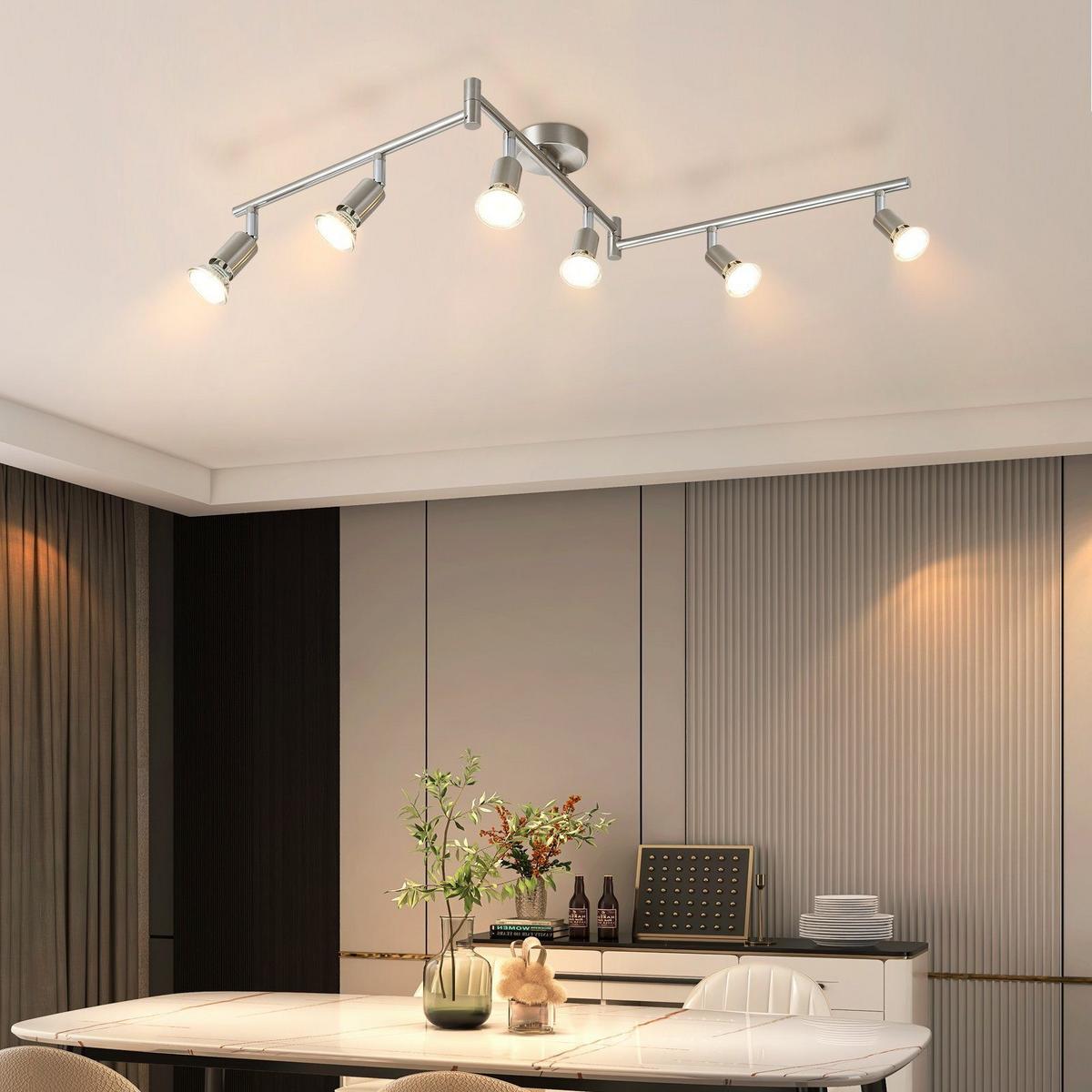 DECKENSTRAHLER Blitz 6-flammig 108/8/15 cm - Silberfarben, Metall (108/8/15cm) - Nettlife