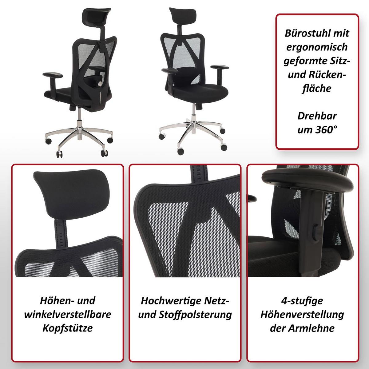 BÜROSTUHL Schwarz - Schwarz, Textil (70/131/70cm) - MCW