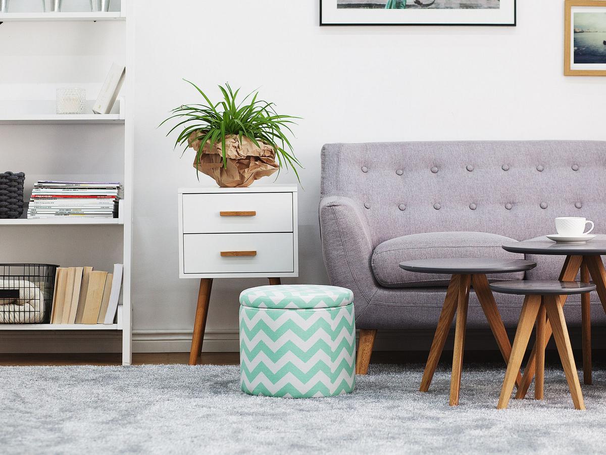 POUF Tunica 35/35/30 cm - Grün, Naturmaterialien/Textil (35/30/35cm) - Beliani