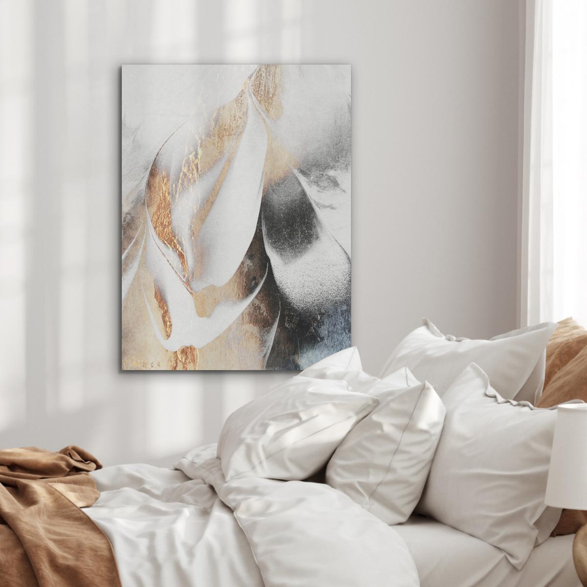 AKUSTIKBILD Luxus - Abstrakt - Gold - Weiß Wandbilder 60x80 cm - Goldfarben, Kunststoff (60/80/0.9cm) - MuchoWow